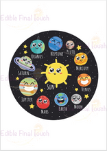 Load image into Gallery viewer, Edible Solar System Cake Topper - Space Theme Birthday