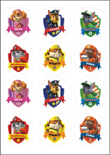 Load image into Gallery viewer, "Paw Patrol cupcake toppers featuring Chase Marshall and Skye"