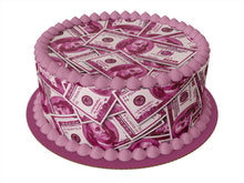Load image into Gallery viewer, Pink dollar bill cake decoration edible money for birthday cake