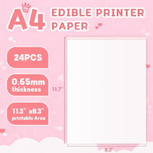 Load image into Gallery viewer, Blank A4 icing sheets 24-pack for edible printing and cake decorating
