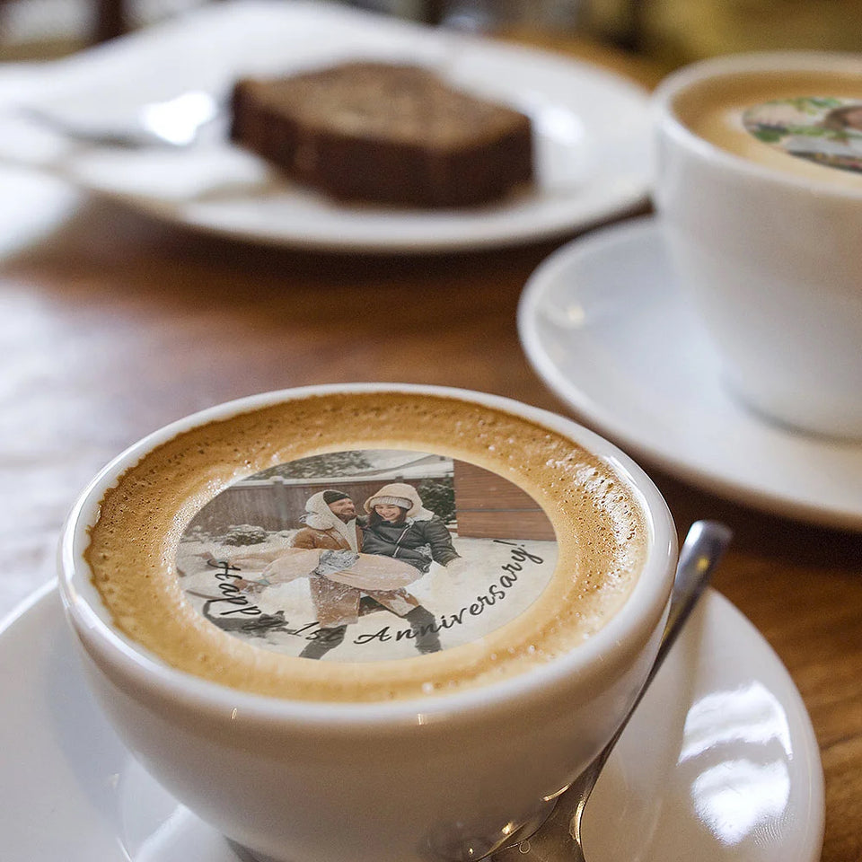 drink topper on top of a coffee latte