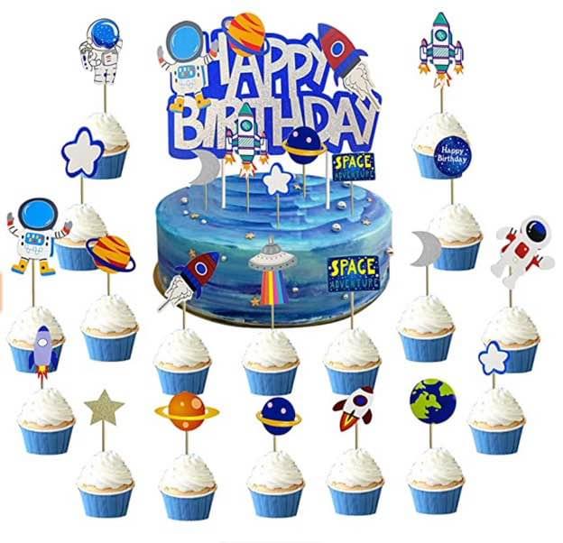 54 PCS Space Cake and cupcake toppers - Edible Final Touch