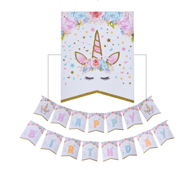 Unicorn Happy Birthday Party Decoration Set - Edible Final Touch